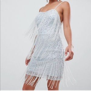 light pink sequin fringe swing dress